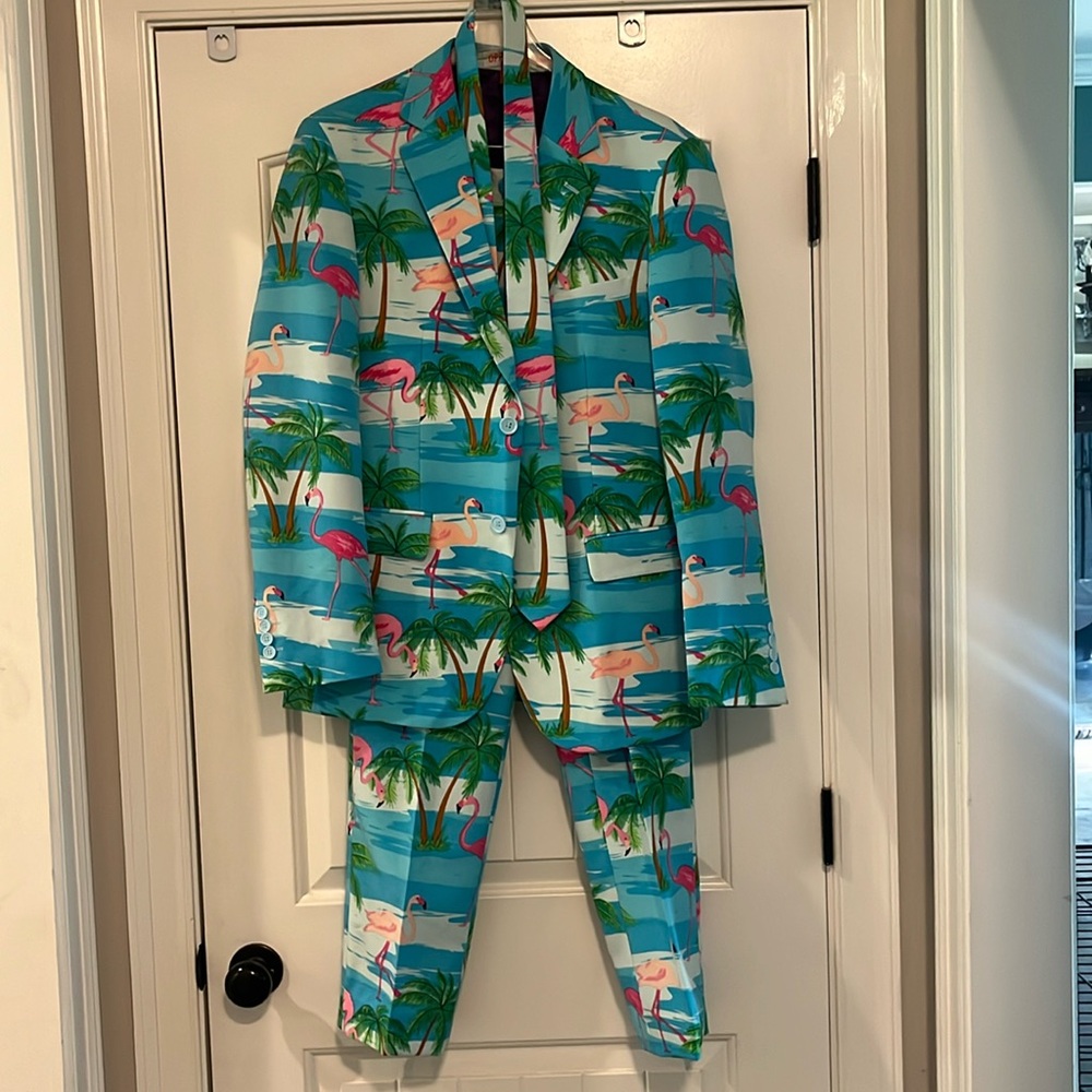Opposuits Flamingo 3 piece suit. 38R. Pants have been altered but can be let out